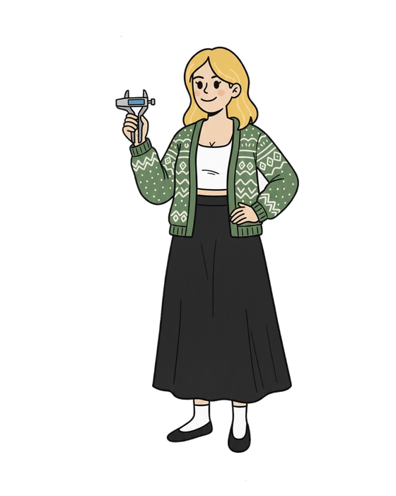 Valéria segurando adipômetro