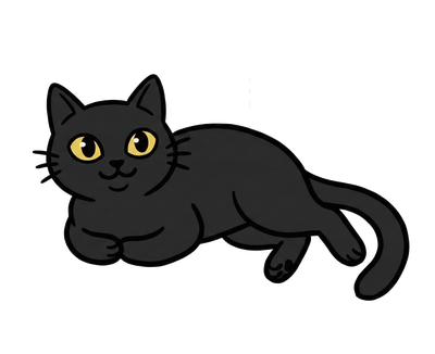 Gato preto deitado relaxando